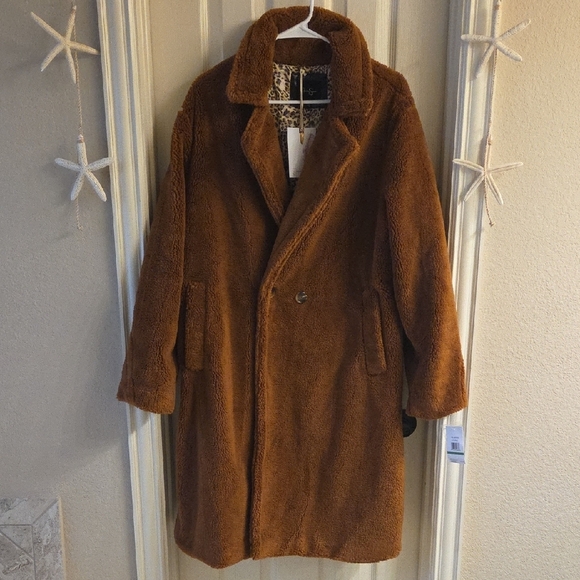 Sherpa Fleece Peacoat-Cognac-Jessica Simpson NWT - Picture 10 of 16